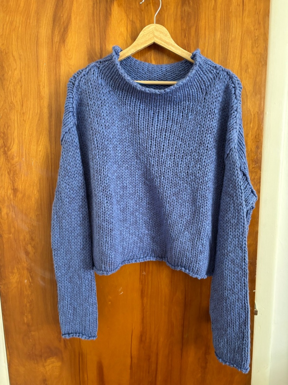 Free People Opal Rollneck Blue Chunky Sweater NWT